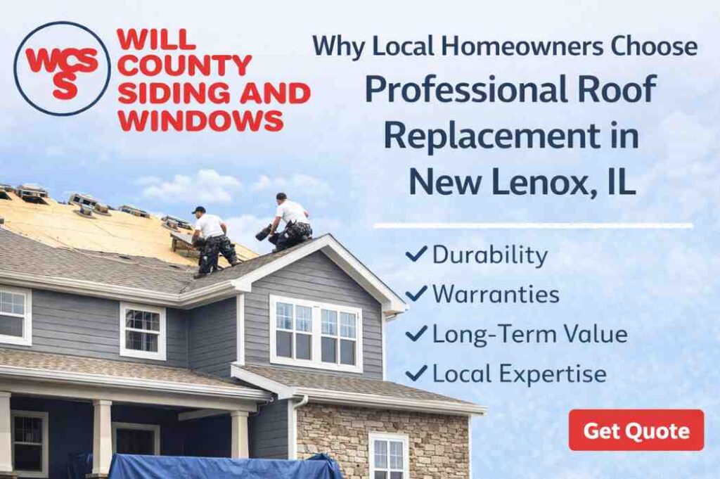 Professional roof replacement by local roofing contractors in New Lenox, IL for long-lasting home protection