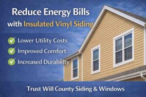Home exterior with insulated vinyl siding highlighting energy savings, improved comfort, and durability benefits
