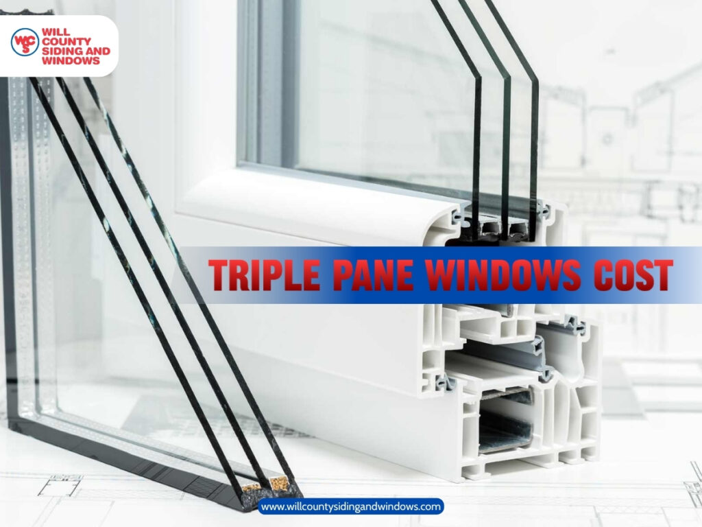 Triple pane window cross-section showcasing three glass layers, featured by Will County Siding and Windows
